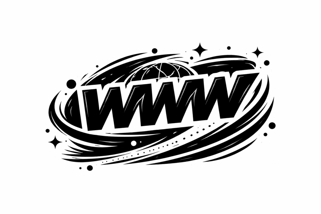 Logo de World Wide Web en blanco y negro.